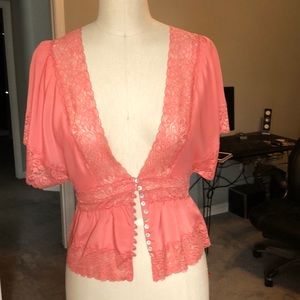 Forever 21 Lace Plunge V-Neck Top